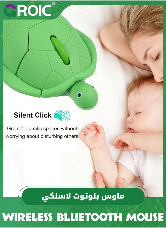 GROIC Mouse for Laptop Mouse Wireless, Cute Green Turtle Shape Wireless Mouse, USB Optical Wireless Mouse for PC Laptop Computer Mac MacBook Desktop, Wireless Bluetooth Dual Mode  - Image 2