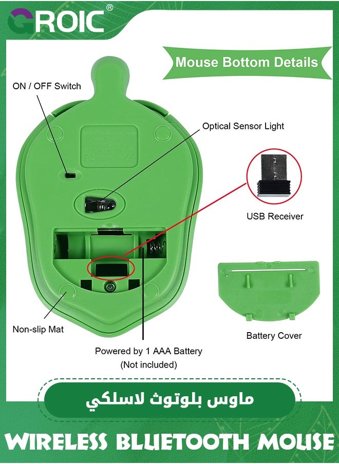 GROIC Mouse for Laptop Mouse Wireless, Cute Green Turtle Shape Wireless Mouse, USB Optical Wireless Mouse for PC Laptop Computer Mac MacBook Desktop, Wireless Bluetooth Dual Mode  - Image 3