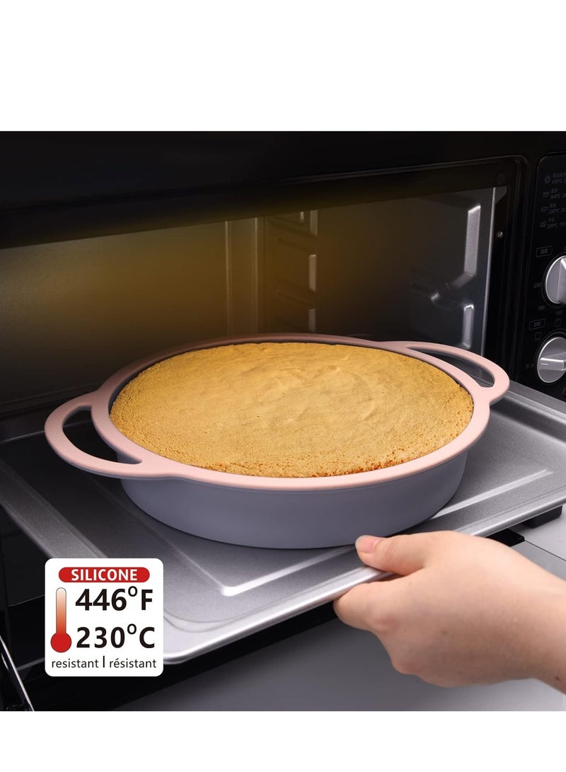 SYOSI Round Cake Pans Silicone Baking Pan Round Silicone Cake Mold for Layer Cake Cheese Cake and Rainbow Cake 9 Inch Cake Pans Easy to Move Set of 2 Cake Pan - Image 2