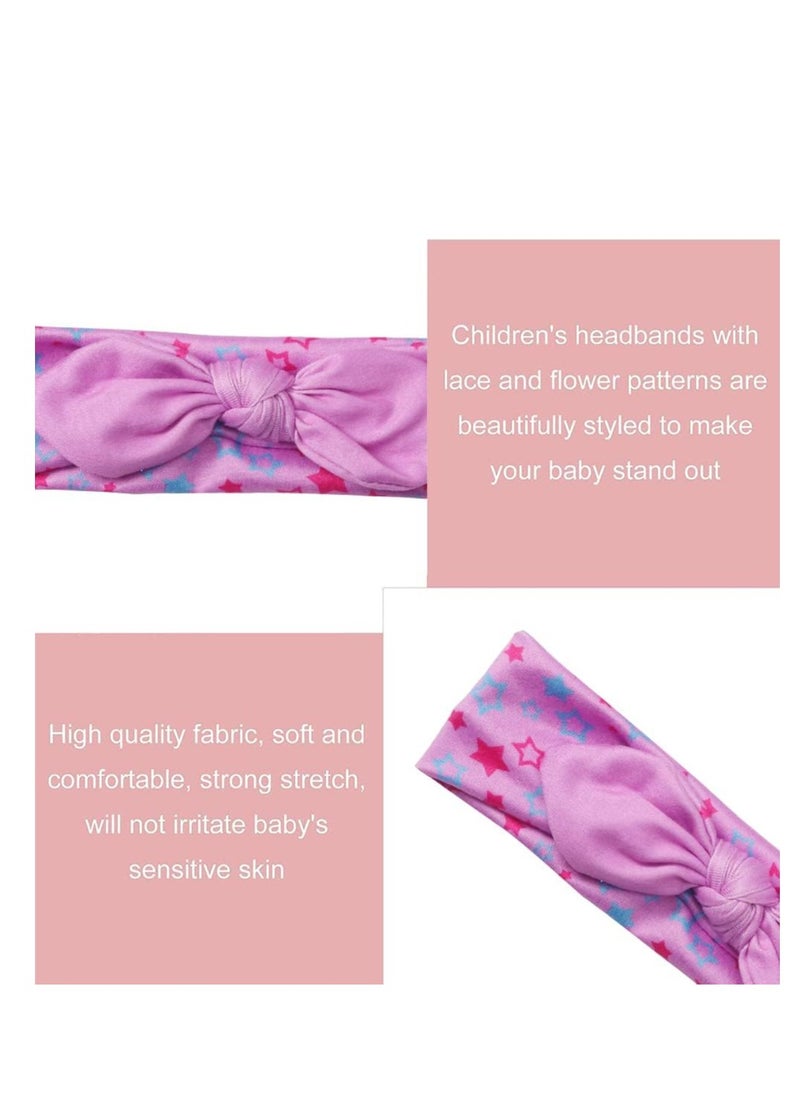 SYOSI - Baby Headband Cotton, Baby Headband Cotton Elastic,  Baby Girl Cotton and Synthetic Headbands, Print Floral Hair Band Bow-knot, for Newborn Baby, Toddlers, 3 Pcs - Image 1