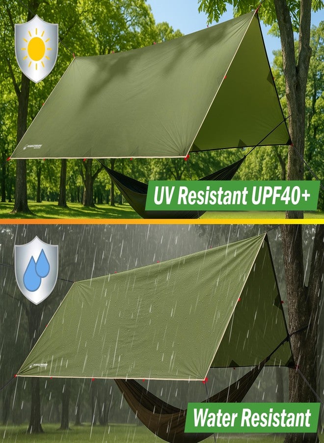 Wakeman Camping Tarp for Tent or Hammock Rain Fly - 10 x 12 Tarp for Camping, Hiking, Backpacking or Portable Lightweight Survival Shelter, UV Protection and 3000mm Water Resistant by Wakeman Outdoors (Green) - Image 3