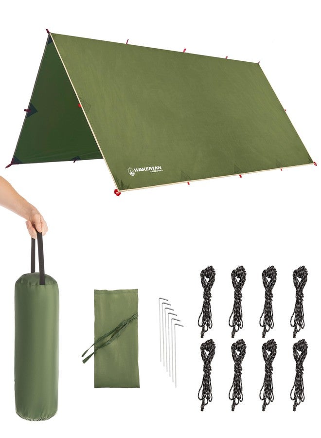 Wakeman Camping Tarp for Tent or Hammock Rain Fly - 10 x 12 Tarp for Camping, Hiking, Backpacking or Portable Lightweight Survival Shelter, UV Protection and 3000mm Water Resistant by Wakeman Outdoors (Green) - Image 1
