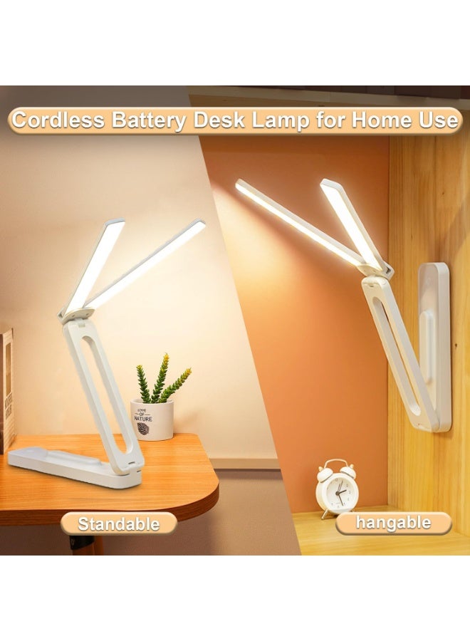 Dual Head LED Desk Lamp, 3 Color Modes Table Lamp, Eye Protection Book Bedside Lamp, Portable and Foldable Study Light for Kids, Touch Control with USB Charging for Home, Office, Computer - Image 5