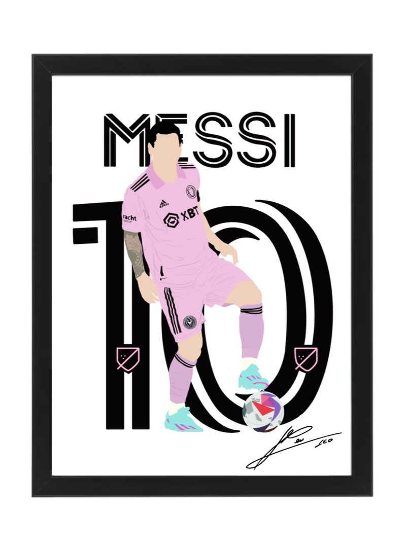Boomah Accessories Lionel Messi Inter Miami Digital Painting Art Autographed Poster with Frame 30x40cm 