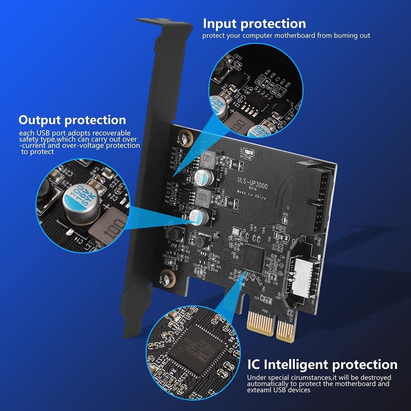 Sinefine PCIe x1 to USB 3.2 GEN1 5Gbp 19pin Front Panel Header (to Type-c Front Panel Header) + USB 3.0 20Pin Socket Expansion Card,Type-E Internal 20-pin Front Panel Connector - Image 5