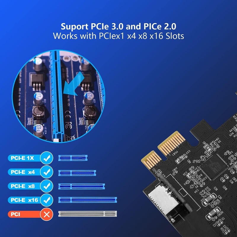 Sinefine PCIe x1 to USB 3.2 GEN1 5Gbp 19pin Front Panel Header (to Type-c Front Panel Header) + USB 3.0 20Pin Socket Expansion Card,Type-E Internal 20-pin Front Panel Connector - Image 4