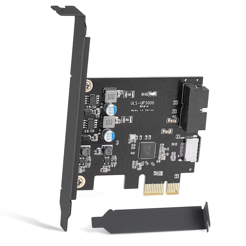 Sinefine PCIe x1 to USB 3.2 GEN1 5Gbp 19pin Front Panel Header (to Type-c Front Panel Header) + USB 3.0 20Pin Socket Expansion Card,Type-E Internal 20-pin Front Panel Connector - Image 1