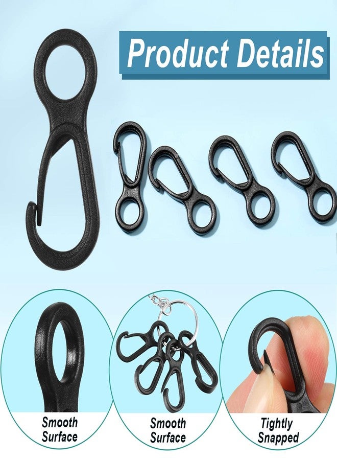 Syhood 100 pcs Lanyard Hook Plastic Lobster Clasp Mini Lanyard Snap Clip Hook Spring Hanging Buckle for Face Protectors Key Chain Purse ID Card Crafting Sewing Projects, Light Plastic, Black - Image 3