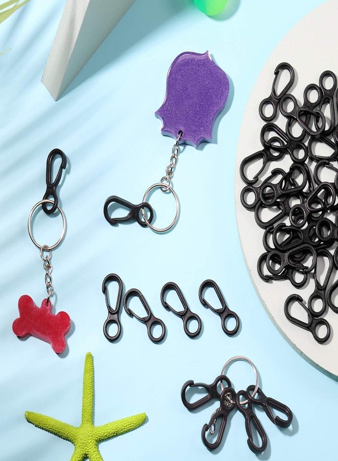 Syhood 100 pcs Lanyard Hook Plastic Lobster Clasp Mini Lanyard Snap Clip Hook Spring Hanging Buckle for Face Protectors Key Chain Purse ID Card Crafting Sewing Projects, Light Plastic, Black - Image 4