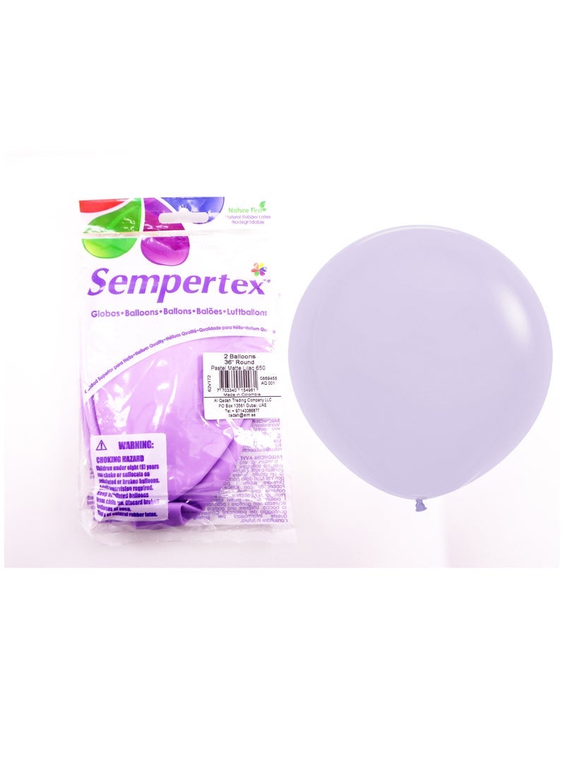 Sempertex 36''Round Balloon Latex Balloons Pastel Matte Lillac 2 Pcs, 91.5cm - Image 3