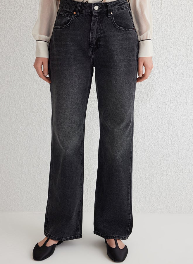 trendyol Black High Waist Wide Leg Jeans - Image 3