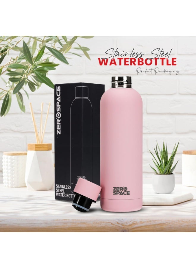 ZeroSpace Stainless Steel Water Bottle, 750ml Insulated Water Bottle for Kids School, Double Wall Water Thermos Flask for Hot & Cold Drinks, Sports Hot Water Bottle (Pink) - Image 2