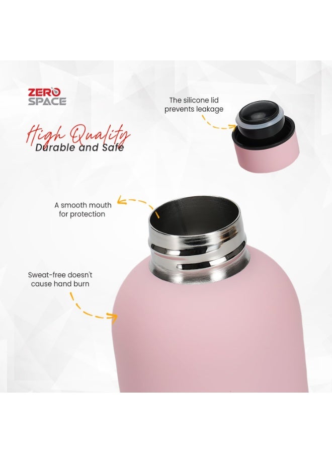 ZeroSpace Stainless Steel Water Bottle, 750ml Insulated Water Bottle for Kids School, Double Wall Water Thermos Flask for Hot & Cold Drinks, Sports Hot Water Bottle (Pink) - Image 3