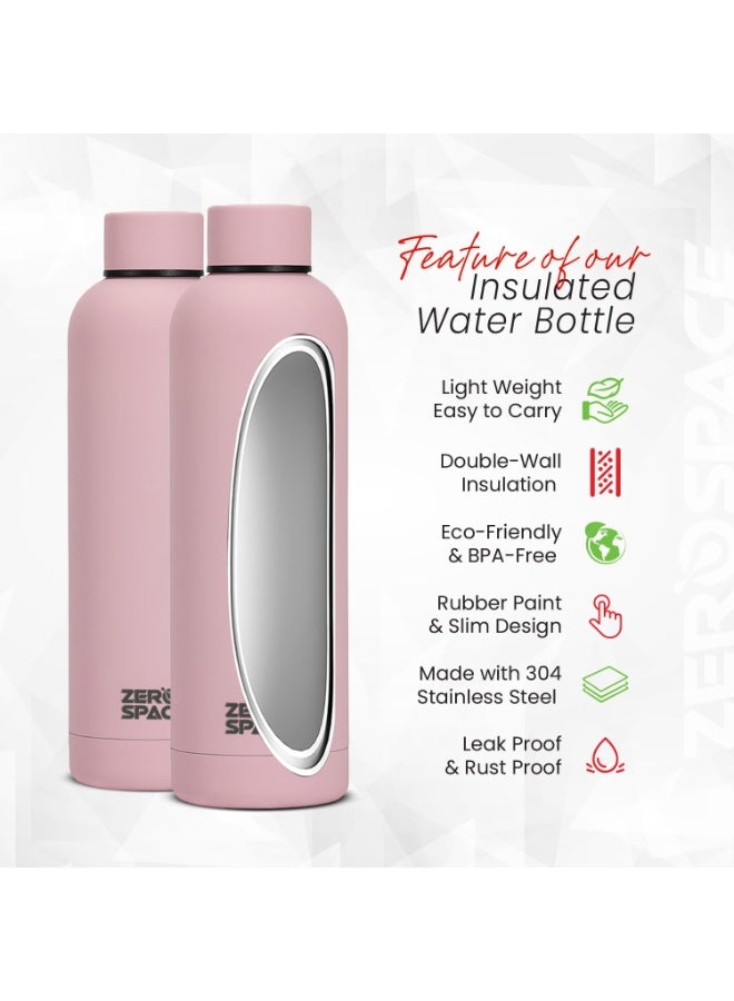 ZeroSpace Stainless Steel Water Bottle, 750ml Insulated Water Bottle for Kids School, Double Wall Water Thermos Flask for Hot & Cold Drinks, Sports Hot Water Bottle (Pink) - Image 4