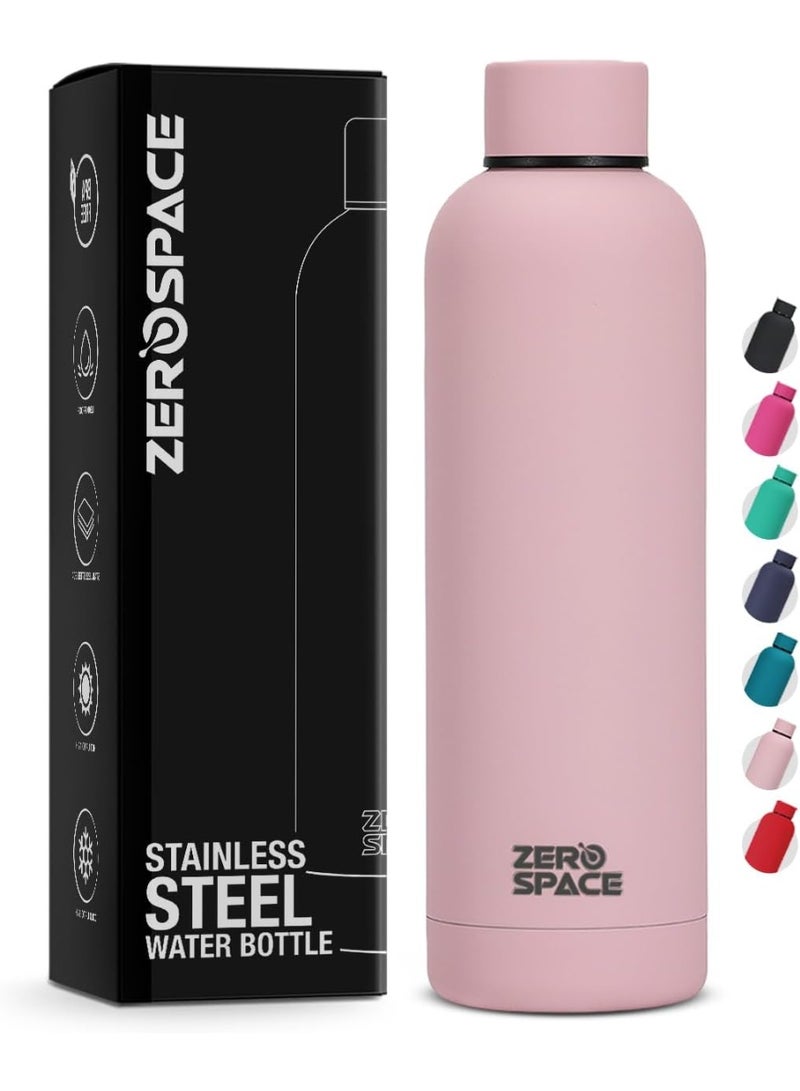 ZeroSpace Stainless Steel Water Bottle, 750ml Insulated Water Bottle for Kids School, Double Wall Water Thermos Flask for Hot & Cold Drinks, Sports Hot Water Bottle (Pink) - Image 1