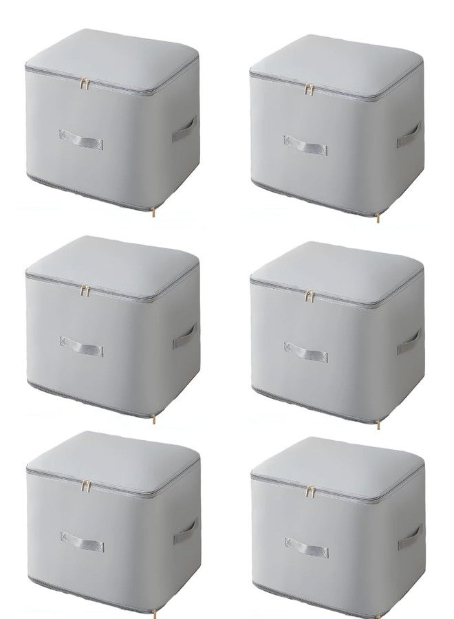 MBW Clothes Organizer Storage Box Dustproof Moisture-proof Storage Bag | Ultra Space Saving Self Compression Organizer Folding Bag for Wardrobe Saree Shirts Blankets Storage (Grey, Pack of 6) - Image 1