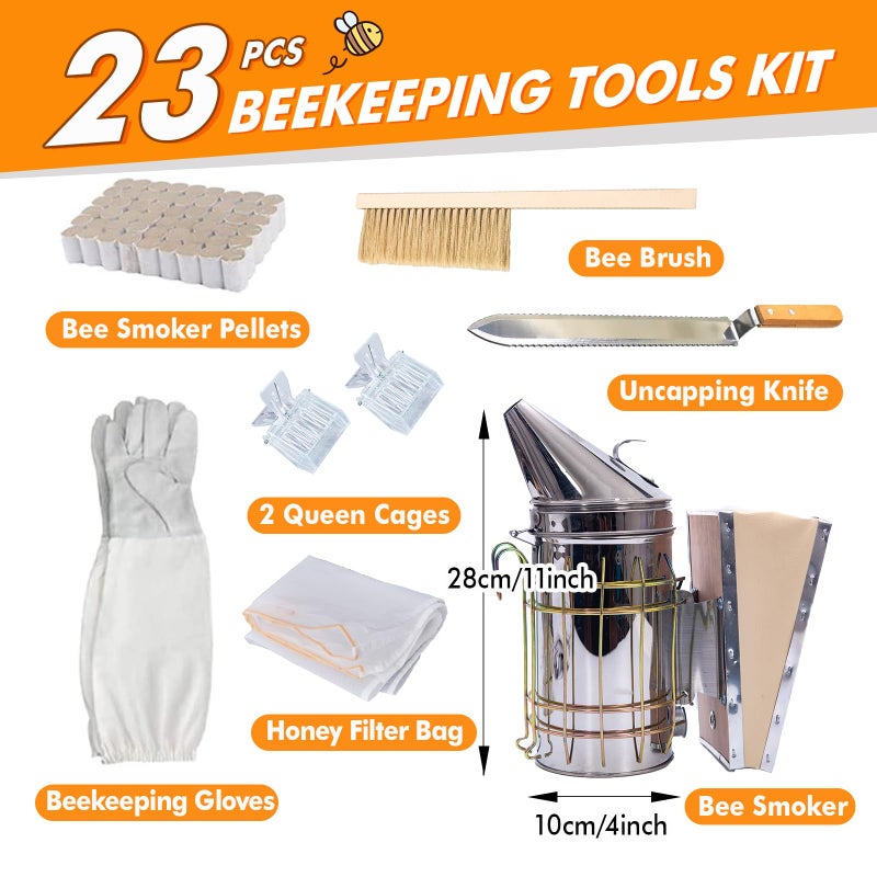 BeeCastle Beekeeping Supplies 22PCS Beekeeping Tools Kit with Organizer Handbag, Bee Keeping Supplies-All Tools Kit Bee Keeping Starter Kit for Beginners and Professional Beekeepers - Image 3