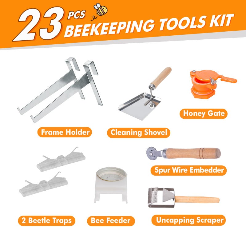 BeeCastle Beekeeping Supplies 22PCS Beekeeping Tools Kit with Organizer Handbag, Bee Keeping Supplies-All Tools Kit Bee Keeping Starter Kit for Beginners and Professional Beekeepers - Image 4