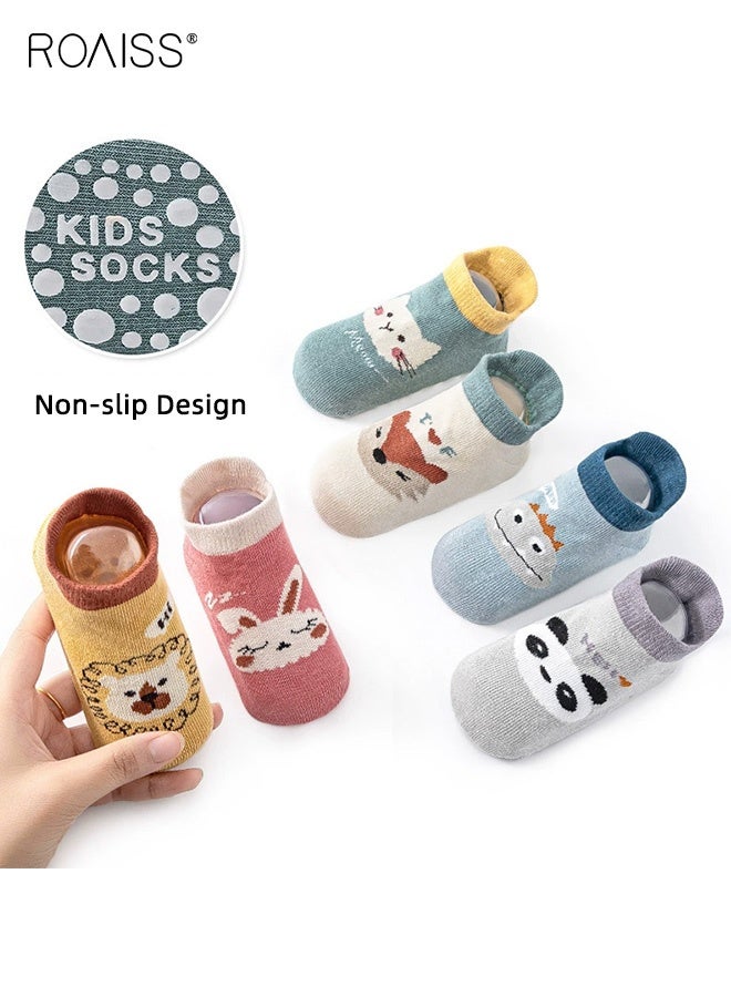 رويس مجموعة من 6 أزواج من الجوارب للأطفال، جوارب كاحل مانعة للانزلاق بنقوش جميلة ومقبض قوي، جوارب مرنة وناعمة ومانعة للانزلاق للأطفال الصغار، سهلة التنسيق مع الملابس - Image 2
