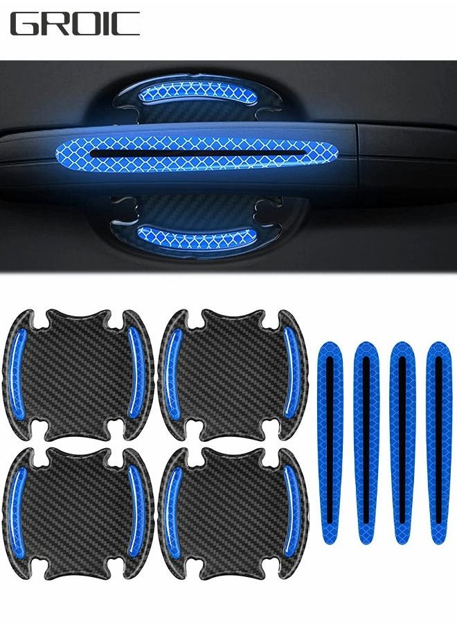 GROIC 8PCS Car Handle Cup Protector Reflective Stickers, 3D Carbon Fiber Door Bowl Paint Scratch Protective Film,Car Door Handle Door Bowl Protection Guards Trim Stickers,Automobile Decoration  - Image 1