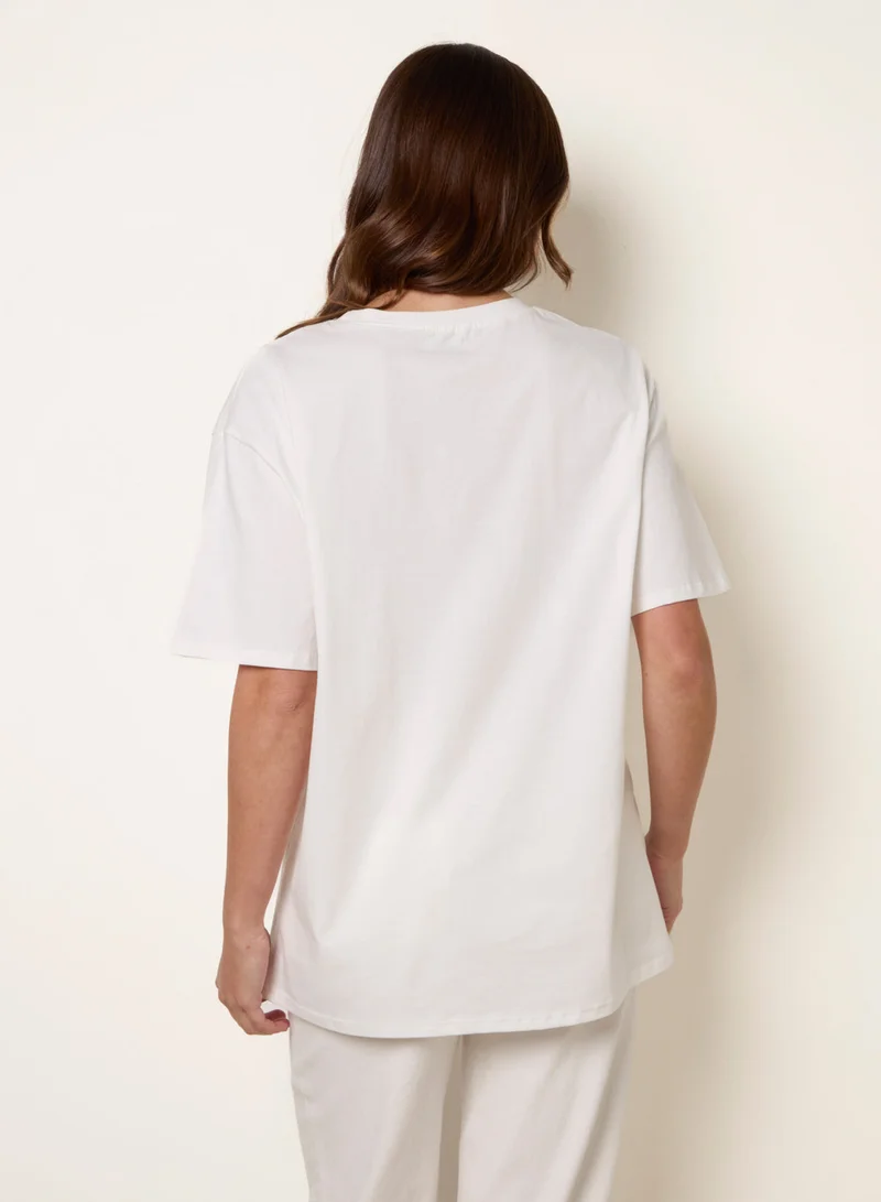 Blue Vanilla Graphic Print Crew-Neck T-shirt