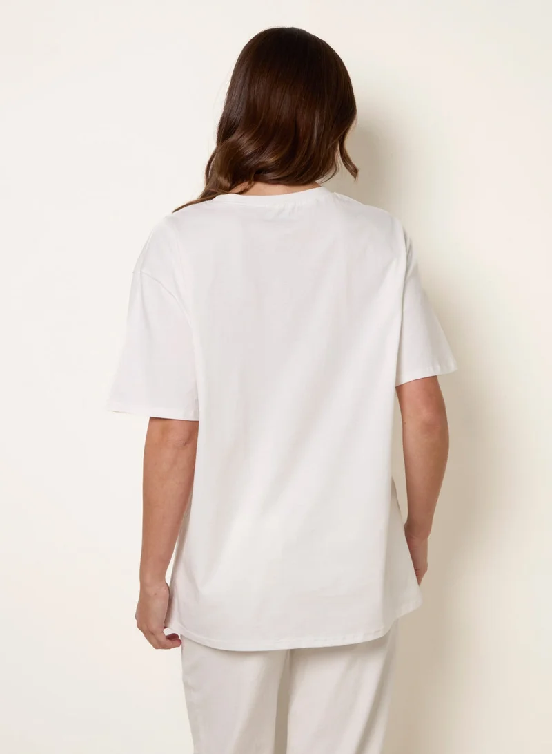 Blue Vanilla Mandarini Graphic Print Crew-Neck T-shirt