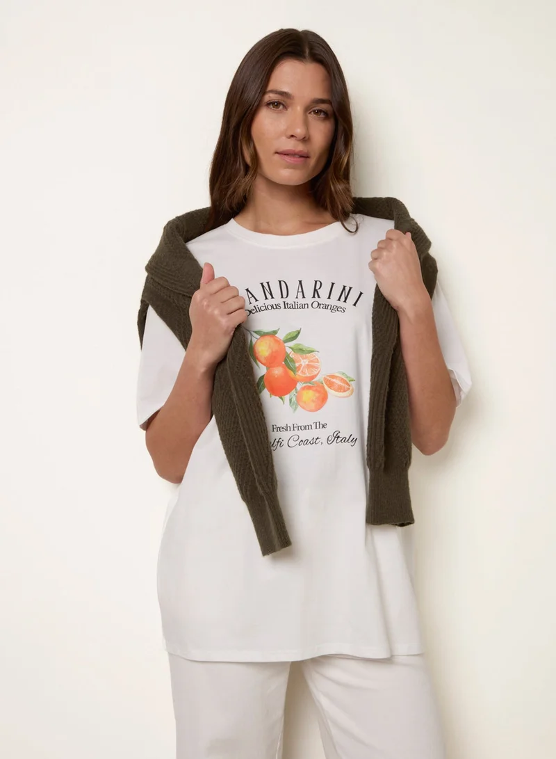 Blue Vanilla Mandarini Graphic Print Crew-Neck T-shirt