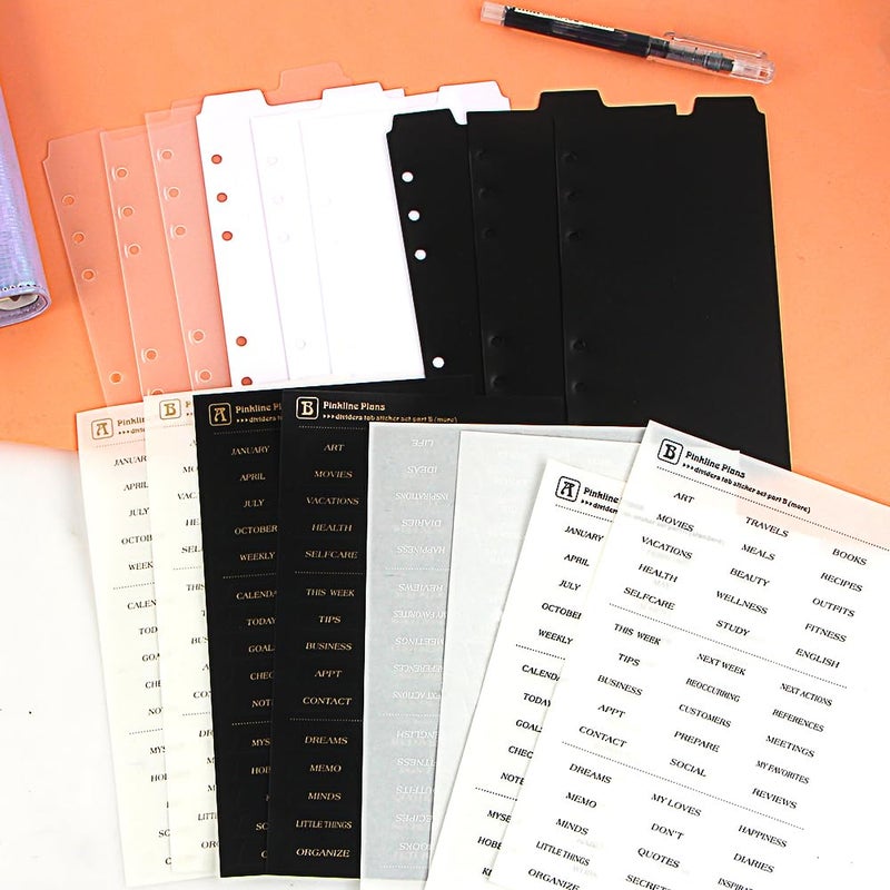 Ddayup Black White Clear A6 Binder Dividers With Tabs - Plastic PVC Vertical Tabs for Planner Inserts, Refill Paper, Separator Pages - Index Dividers for Loose-Leaf Notebook, School Supplies - Image 5