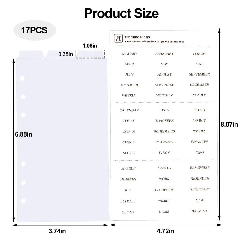 Ddayup Black White Clear A6 Binder Dividers With Tabs - Plastic PVC Vertical Tabs for Planner Inserts, Refill Paper, Separator Pages - Index Dividers for Loose-Leaf Notebook, School Supplies - Image 2