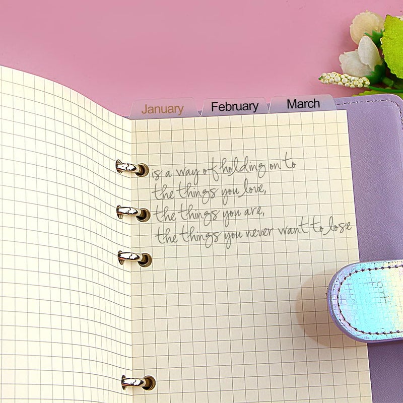Ddayup Black White Clear A6 Binder Dividers With Tabs - Plastic PVC Vertical Tabs for Planner Inserts, Refill Paper, Separator Pages - Index Dividers for Loose-Leaf Notebook, School Supplies - Image 4