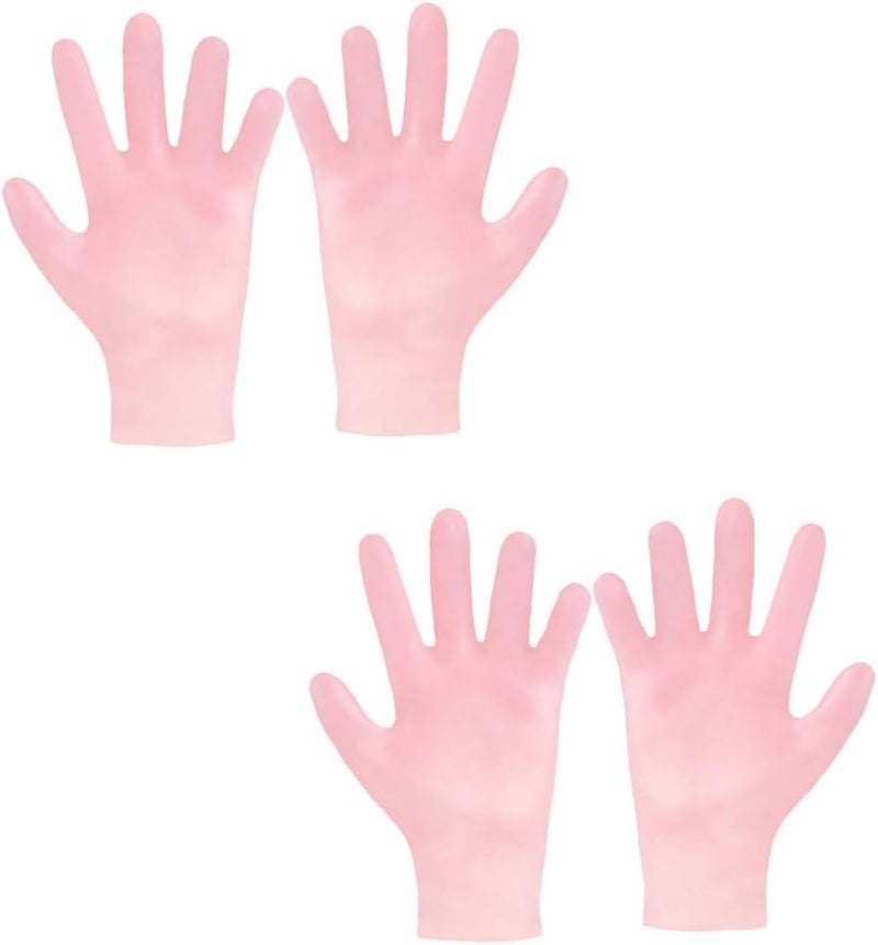 LABRIMP Moisturizing Exfoliating Gloves for Dry Skin Care, 2 Pairs Pink Hand Care Gloves, Anti-Dry Treatment Suitable for Overnight Use and Beauty Spa - Image 1