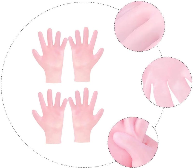 LABRIMP Moisturizing Exfoliating Gloves for Dry Skin Care, 2 Pairs Pink Hand Care Gloves, Anti-Dry Treatment Suitable for Overnight Use and Beauty Spa - Image 4