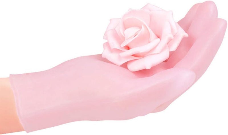 LABRIMP Moisturizing Exfoliating Gloves for Dry Skin Care, 2 Pairs Pink Hand Care Gloves, Anti-Dry Treatment Suitable for Overnight Use and Beauty Spa - Image 3