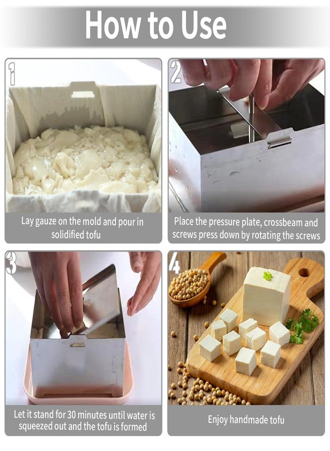 YIHAOSSING Tofu Press, SUS304 Paneer Maker with Presser Towel and Drip Tray, Fast Water Removal ，Stainless Steel Texture,Versatile for paneer and Chees e Press - Image 5