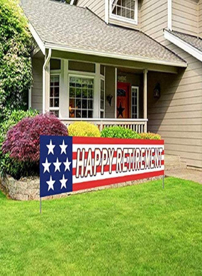 Silvima Military Retirement Banner, Army Navy Air Force Marine Corps Police Happy Retirement Party Sign - Image 1
