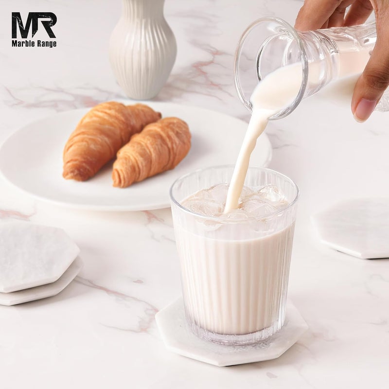 MARBLE RANGE Marble Coasters Set of 6 Handmade 3.5" Inches White Drink Coasters for Coffee Table, Tea Cups, Coffee Mugs, and Office Desk - Image 5
