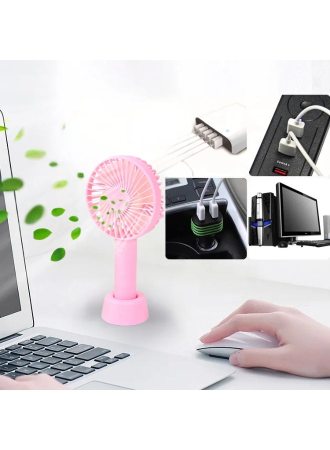 مروحة جيب محمولة صغيرة (300mAh) تعمل بالبطارية بسرعة قابلة للتعديل وقابلة لاعادة الشحن بمنفذ USB مع قاعدة للاطفال والبنات والنساء والرجال والسفر في الاماكن المغلقة والمفتوحة - Image 2