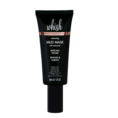 Whish Mud Mask with Bakuchiol - Natural Retinol Alternative Clay Mask - Pore Minimizing & Acne Treatment for Oily, Dry Skin - Hydrating Skincare Mask - Paraben & Sulfate Free - 2 fl oz - Image 1