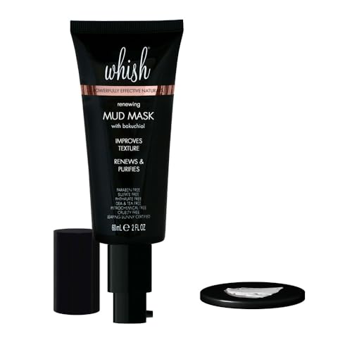 Whish Mud Mask with Bakuchiol - Natural Retinol Alternative Clay Mask - Pore Minimizing & Acne Treatment for Oily, Dry Skin - Hydrating Skincare Mask - Paraben & Sulfate Free - 2 fl oz - Image 5