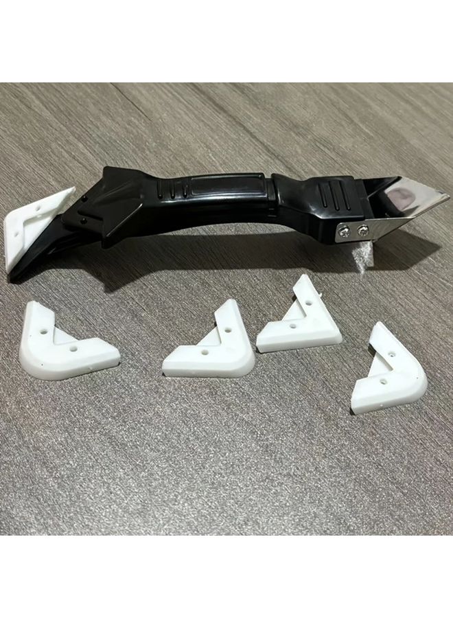 Black 3 in 1 Silicone Caulking Tool with Stainless Steel Head for Sealing Cleaning Scraping - Image 1