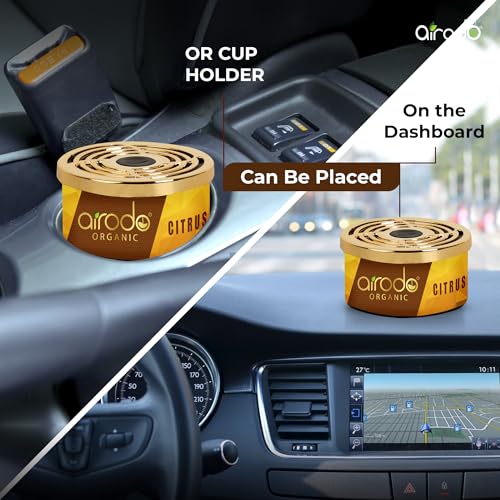 Airodo One Citrus Organic Air Freshener, Strong Fiber Air Freshener to Freshen'up Your Air -,Air Accessories interior air fresheners and fresheners (50g with 2 Refill) - Image 3