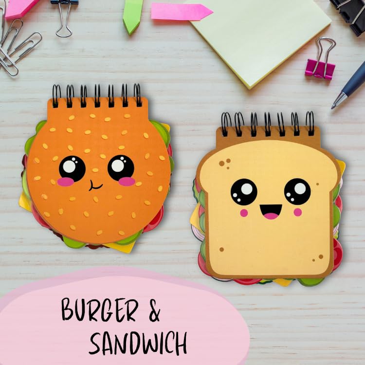 Articious دفتر ملاحظات حلزوني بشكل ساندويتش وبرغر لطيف للأطفال | مذكرات بتصميم طعام | لوحة كتابة إبداعية وهدايا للأولاد والبنات - Image 2