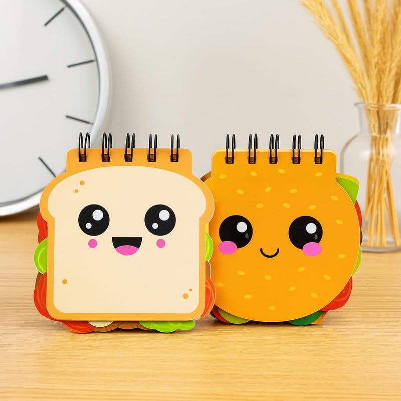 Articious دفتر ملاحظات حلزوني بشكل ساندويتش وبرغر لطيف للأطفال | مذكرات بتصميم طعام | لوحة كتابة إبداعية وهدايا للأولاد والبنات - Image 1