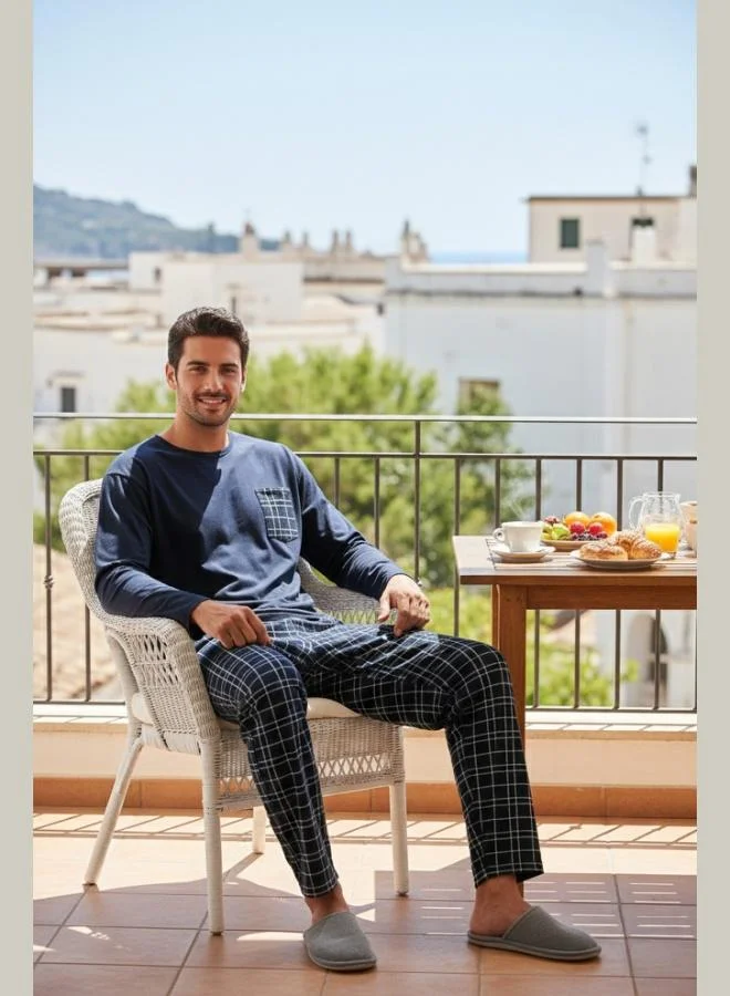 Buratti Plaid Pocket Elastic Waist 100% Cotton Regular Fit Pajama Set Men's PAJAMAS SET 6572001