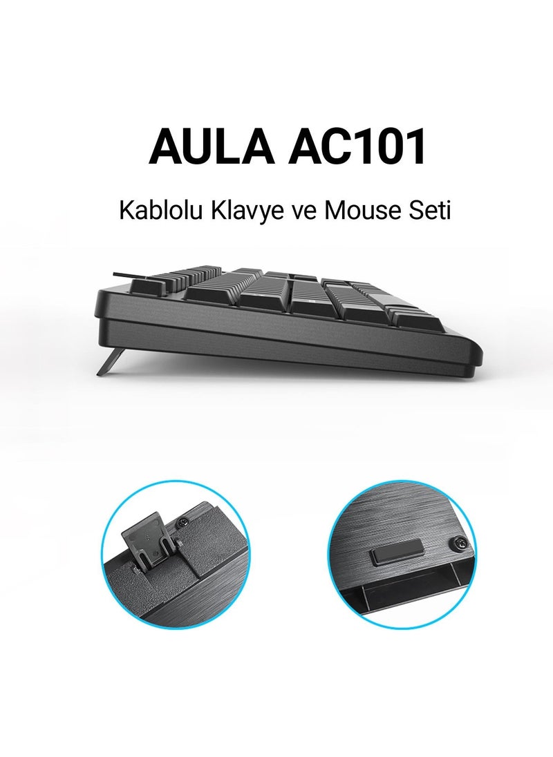 AULA - AC101 Wired Keyboard and 1200 DPI Optical Mouse Set - Image 1