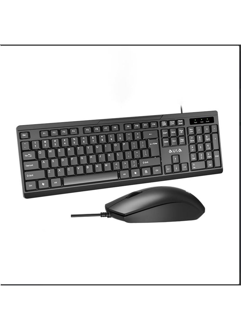 AULA - AC101 Wired Keyboard and 1200 DPI Optical Mouse Set - Image 1
