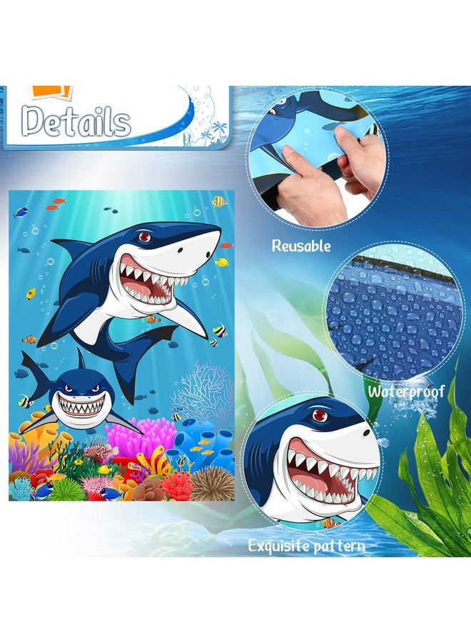 Nezyo Pin The Fin On The Shark Games With 12 Pcs Fins Stickers 12 Pcs Teeth Stickers And 2 Pcs Blindfolds For Kids Shark Sea Birthday Party Decoration Baby Shower Activities Supplies - Image 5