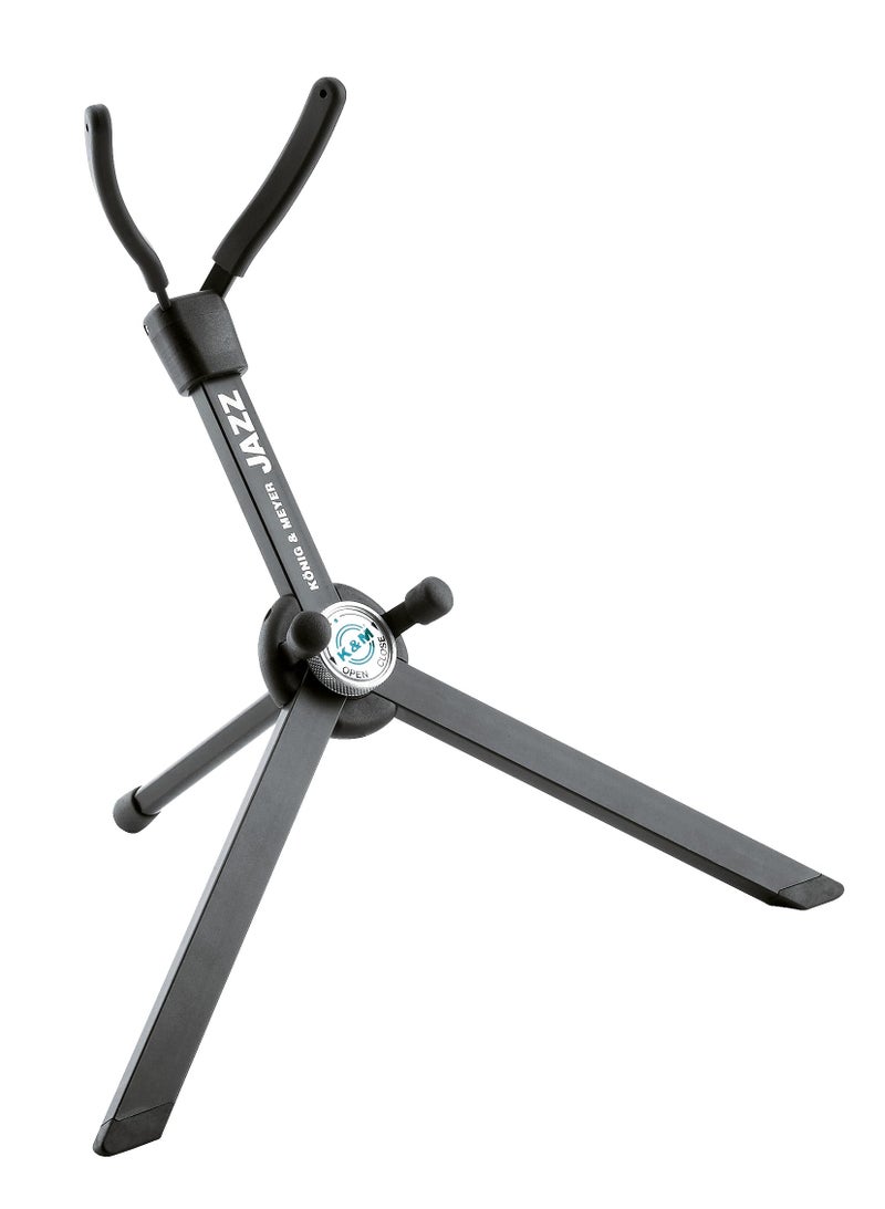 KM K&M König & Meyer Jazz Saxophone In-Bell Tripod 3 Leg Stand 14330.000.55 | Professional Grade for all Musicians | Lightweight & Compact | Stable Secure Eb Alto Base | Made in Germany Black - Image 1