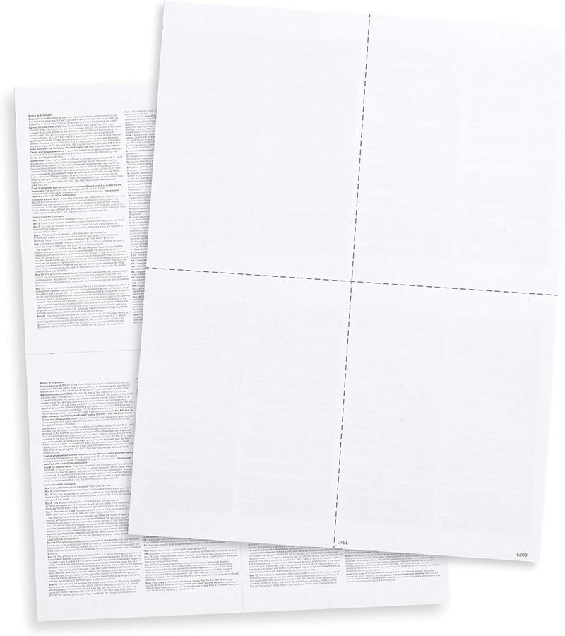 Dutymark Blank W2 4 Up Tax Forms 2025, Set for 50 Employees, Instructions in Back of The Forms, Great for QuickBooks and Accounting Software, Idea for E-Filing W2 4-Up 2025 - Image 1