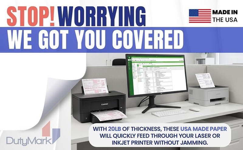 Dutymark Blank W2 4 Up Tax Forms 2025, Set for 50 Employees, Instructions in Back of The Forms, Great for QuickBooks and Accounting Software, Idea for E-Filing W2 4-Up 2025 - Image 5